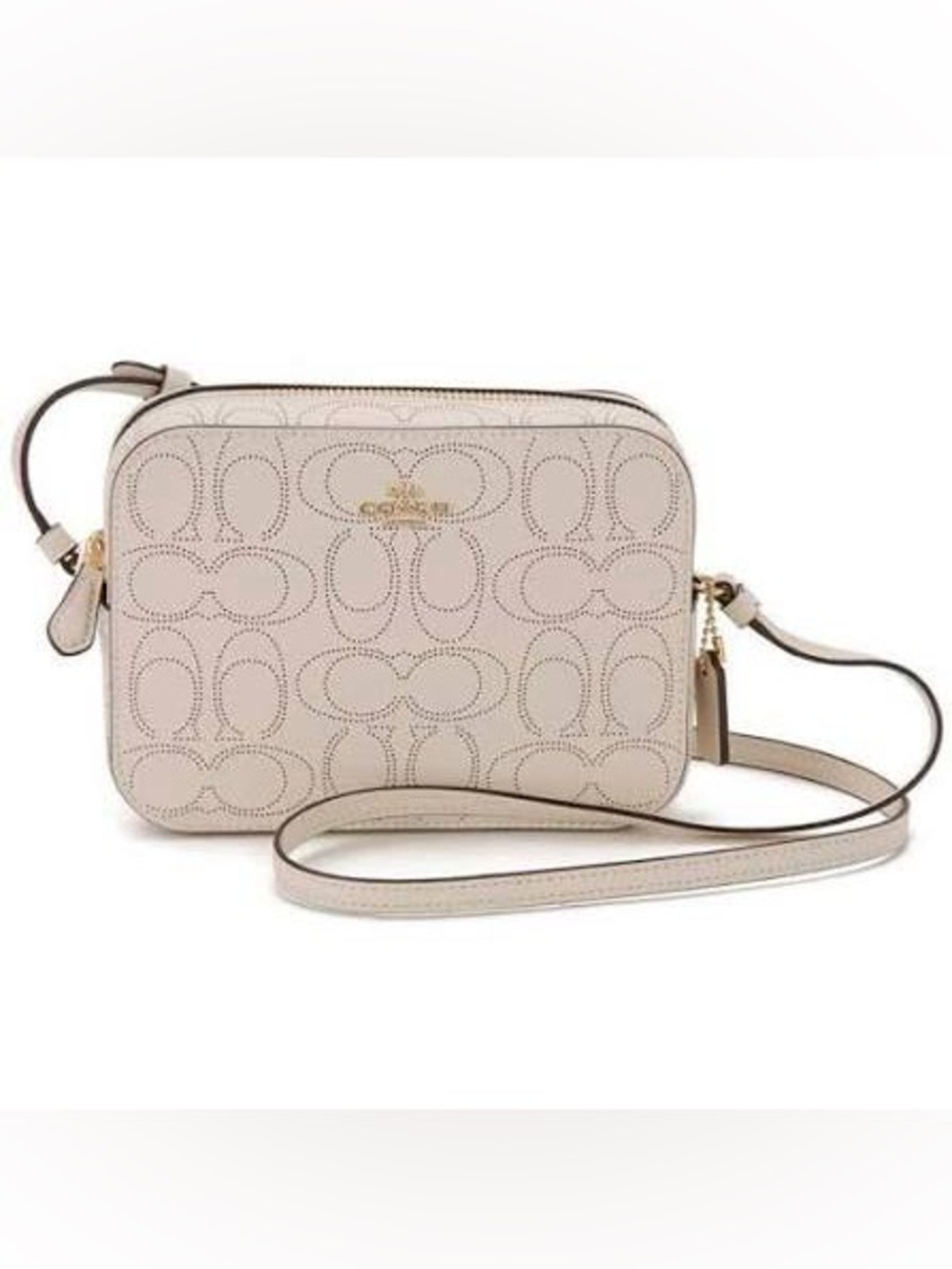 Coach Mini Camera Bag in Signature Leather Off-White Crossbody